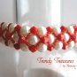 White Pearls & Red Crystals Woven Bracelet,Mother's Day Special,#TrendyTreasuresByRamona