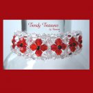 Clear & Red Crystals Woven Bracelet,Mother's Day Special Price,#TrendyTreasuresByRamona