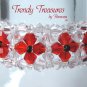 Clear & Red Crystals Woven Bracelet,Mother's Day Special Price,#TrendyTreasuresByRamona
