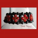 Black/Red Opaque Crystals Woven Bracelet,Mother's Day Special Price,#TrendyTreasuresByRamona
