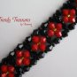 Black/Red Opaque Crystals Woven Bracelet,Mother's Day Special Price,#TrendyTreasuresByRamona