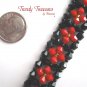 Black/Red Opaque Crystals Woven Bracelet,Mother's Day Special Price,#TrendyTreasuresByRamona