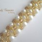 White Pearls Gold Crystals Woven Bracelet,Price Reduced,#TrendyTreasuresByRamona