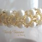 White Pearls Gold Crystals Woven Bracelet,Price Reduced,#TrendyTreasuresByRamona
