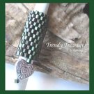 Iridescent Green,Red, Dreadlock Bead, Dread Sleeve, Heart Charm,Stock 548 #TrendyTreasuresByRamona
