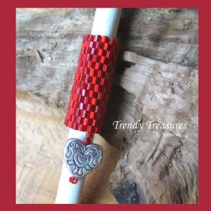 Bright Red, Dreadlock Bead, Dread Sleeve, Heart Charm, Stock 547 #TrendyTreasuresByRamona