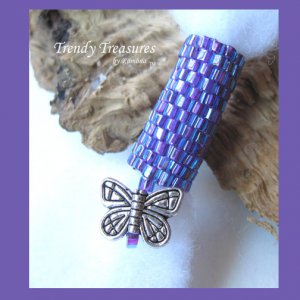 Iridescent Purple, Dreadlock Bead, Dread Sleeve, Butterfly Charm, Stock 544 #TrendyTreasuresByRamona