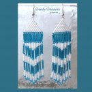 Turquoise,White,Beaded Dangle Earrings,Hand Woven, #TrendyTreasuresByRamona