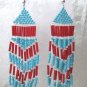 Turquoise,Bright Red,Beaded Dangle Earrings,Hand Woven, #TrendyTreasuresByRamona