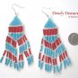 Turquoise,Bright Red,Beaded Dangle Earrings,Hand Woven, #TrendyTreasuresByRamona