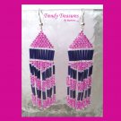 Hot Pink,Purple, Beaded Dangle Earrings,Love Pink, #TrendyTreasuresByRamona