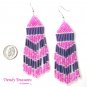 Hot Pink,Purple, Beaded Dangle Earrings,Love Pink, #TrendyTreasuresByRamona