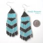 Black, Turquoise, Beaded Dangle Earrings, Hand Woven, #TrendyTreasuresByRamona