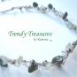 Green Gemstone & Clear Crystals,Crocheted Wire Necklace,#TrendyTreasuresByRamona
