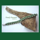 Ecru Pearl & Emerald Crystal Woven Bracelet,Price Reduced,#TrendyTreasuresByRamona