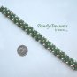 Ecru Pearl & Emerald Crystal Woven Bracelet,Price Reduced,#TrendyTreasuresByRamona