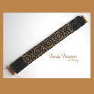 Black and Gold Woven Glass Bracelet, Original Design, #TrendyTreasuresByRamona