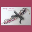 Black & Pink Eclectic, Crystals, Pearls, Chains, Ribbons Bracelets,#TrendyTreasuresByRamona