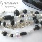 Black & White Eclectic, Crystals, Pearls, Chains, Ribbons Bracelets,#TrendyTreasuresByRamona