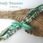 Green & White Eclectic, Crystals, Pearls, Chains, Ribbons Bracelets,#TrendyTreasuresByRamona