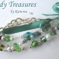 Green & White Eclectic, Crystals, Pearls, Chains, Ribbons Bracelets,#TrendyTreasuresByRamona