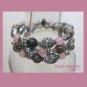Pink,Black & Silver Coil Bracelet, Memory Wire, Three Loops, #TrendyTreasuresByRamona