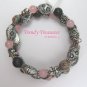 Pink,Black & Silver Coil Bracelet, Memory Wire, Three Loops, #TrendyTreasuresByRamona