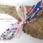 Pink, Blue and White Eclectic, Crystals, Pearls, Chains, Ribbons Bracelet,#TrendyTreasuresByRamona