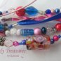Pink, Blue and White Eclectic, Crystals, Pearls, Chains, Ribbons Bracelet,#TrendyTreasuresByRamona