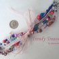 Pink, Blue and White Eclectic, Crystals, Pearls, Chains, Ribbons Bracelet,#TrendyTreasuresByRamona