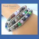 Colorful Variety Gemstone & Hemp Wrap Bracelet, Pop Style, #TrendyTreasuresByRamona