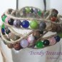 Colorful Variety Gemstone & Hemp Wrap Bracelet, Pop Style, #TrendyTreasuresByRamona