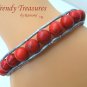 Bright Red Gemstone & Leather-like Wrap Bracelet, Pop Style, #TrendyTreasuresByRamona