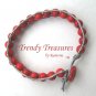 Bright Red Gemstone & Leather-like Wrap Bracelet, Pop Style, #TrendyTreasuresByRamona