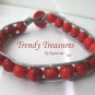 Bright Red Gemstone & Leather-like Wrap Bracelet, Pop Style, #TrendyTreasuresByRamona