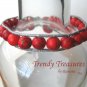 Bright Red Gemstone & Leather-like Wrap Bracelet, Pop Style, #TrendyTreasuresByRamona