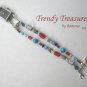 Red & Turquoise Watchband, Red Crystals, Interchangeable, Clips On,#TrendyTreasuresByRamona