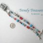 Red & Turquoise Watchband, Red Crystals, Interchangeable, Clips On,#TrendyTreasuresByRamona