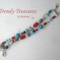 Red & Turquoise Watchband, Red Crystals, Interchangeable, Clips On,#TrendyTreasuresByRamona
