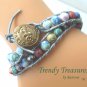 Pastel Variety Gemstone & Leather-like Wrap Bracelet, Pop Style, #TrendyTreasuresByRamona