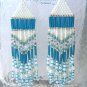 Turquoise,White,Silver Beaded Dangle Earrings,Hand Woven, #TrendyTreasuresByRamona