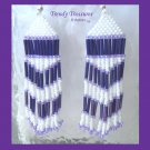 Purple, White, Beaded Dangle Earrings,Love Purple, #TrendyTreasuresByRamona