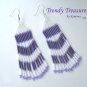 Purple, White, Beaded Dangle Earrings,Love Purple, #TrendyTreasuresByRamona