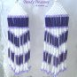 Purple, White, Beaded Dangle Earrings,Love Purple, #TrendyTreasuresByRamona