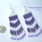 Purple, White, Beaded Dangle Earrings,Love Purple, #TrendyTreasuresByRamona