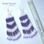 Purple, White, Beaded Dangle Earrings,Love Purple, #TrendyTreasuresByRamona