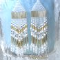 Gold & White Beaded Dangle Earrings, Native American Style,#TrendyTreasuresByRamona