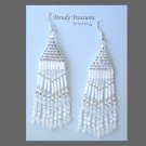 All White & Silver Beaded Dangle Earrings, Wedding Style Jewelry,#TrendyTreasuresByRamona