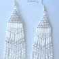 All White & Silver Beaded Dangle Earrings, Wedding Style Jewelry,#TrendyTreasuresByRamona