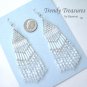 All White & Silver Beaded Dangle Earrings, Wedding Style Jewelry,#TrendyTreasuresByRamona